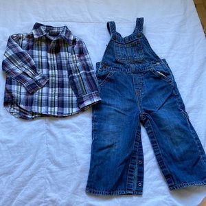 Toddler boy overall and shirt bundle - 2T